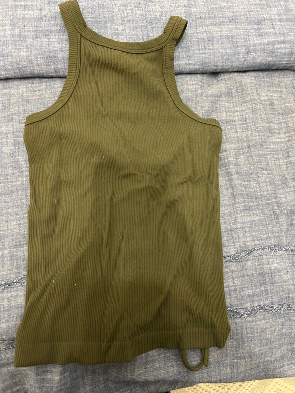 Green tank with detailed back